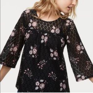 Loft Stamped Floral Lace Blouse